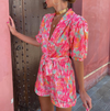 Dä frauen jumpsuit mit puffärm - trendy v-ausschnitt für lässigi ausflüg
