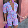Dä frauen jumpsuit mit puffärm - trendy v-ausschnitt für lässigi ausflüg