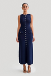 D'frauen midi kleid aus strick – klassische knopf-design für lässig & formell anlässe