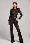 D'hübschi lace jumpsuit für frauen – elegante abendmode mit weit auslaufende hosen und stylische lange ärmel
