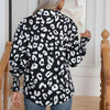 D'leopard-print bluse für frauen – schicke casual tops in elegantem schwarz-weiss mit langen ärmeln