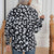 D'leopard-print bluse für frauen – schicke casual tops in elegantem schwarz-weiss mit langen ärmeln