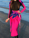 Dämmrig rosa frauen schwimmanzug mit integriertem rock - modische badebekleidung für strand und pool