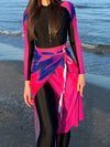 Dämmrig rosa frauen schwimmanzug mit integriertem rock - modische badebekleidung für strand und pool