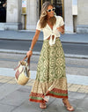 Dämmerskirt mit boho stil – grünes blumenmuster für summer