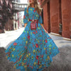 Womens maxi kleid mit elegantem blumenmuster und gürtel - für festliche anlässe