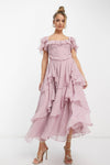 D'midi-kleid mit rüscheärmeln - elegante outfits für spezielle anlässe