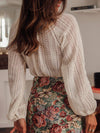 D'offene strick bluse für frauen in weiss – elegante freizeitbluse für damen