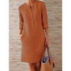 D'mode shirtkleid - elegante leinen-midikleid mit täschli für legeri anlässe - täglicher tragekomfort