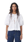 Damen bluse mit puffärmeln - leichte baumwollbluse für den alltag