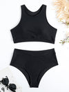 Dä womens schwimmanzug mit hochgeschnittenem bikinioberteil & unterteil - schickes zweiteiler-badeanzug für frauen