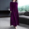 D'schöne samt-maxikleid - elegante abendausstattung mit langen ärmeln in reichem farbton