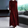 D'schöne samt-maxikleid - elegante abendausstattung mit langen ärmeln in reichem farbton
