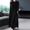 D'schöne samt-maxikleid - elegante abendausstattung mit langen ärmeln in reichem farbton