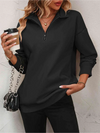 Frauen zip-pullover mit entspannter passform – lockerer layering-basic