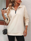 Frauen zip-pullover mit entspannter passform – lockerer layering-basic