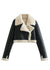 Damenjacke mit Sherpa-Akzent – Kurzi schwarze Jacke mit Reissverschluss