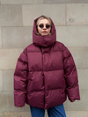 Winterjacke mit abnehmbarer kapuze – warme winddichte damenjacke im oversized design aus baum