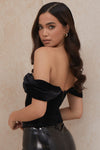 Samtcorsett-top - schickes off-shoulder blüsli für damen