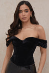 Samtcorsett-top - schickes off-shoulder blüsli für damen