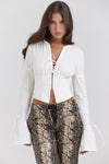 Damen weisses schnür-top - elegante, taillierte bluse