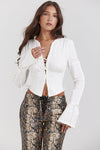 Damen weisses schnür-top - elegante, taillierte bluse