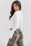 Damen weisses schnür-top - elegante, taillierte bluse