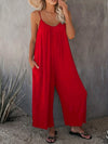 Elegante schwarze damen-jumpsuit mit weitem bein und spaghetti-träger