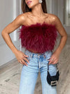 Bandeautop mit federdetails - stilvolles damen-crop-top