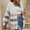 Lässige damen strickjacke - gestreifter button-up pullover