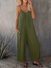 Elegante schwarze damen-jumpsuit mit weitem bein und spaghetti-träger