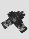 handschuhe für touchscreen - schwarze damenhandschuhe mit fell-detail