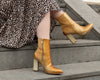 High heel stiefeletten - makellose essenzielle schlangehaut damen stiefeletten in gold