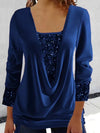 Damen glitzer-bluse - stylische drapierung mit schimmernden details