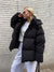 Winterjacke mit abnehmbarer kapuze – warme winddichte damenjacke im oversized design aus baum
