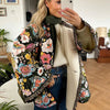 Retro-jacke mit weiten ärmeln – künstlerisch bedruckte damenjacke aus baum