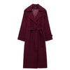 Woll-trenchcoat - eleganter langer roter damenmantel