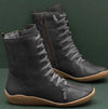 Damen Stiefeletten aus Kunst – trendige Schnür-Winterschuhe