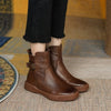 Ankle Boots – stilvolle braune Damen Ankle Boots aus Kunst mit Schnallen-Detail