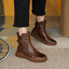 Ankle Boots – stilvolle braune Damen Ankle Boots aus Kunst mit Schnallen-Detail