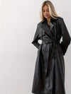 trenchcoat - stilvoller langer schwarzer damenmantel