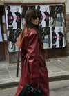 Langer Trenchcoat – Eleganti roti Damenjacke