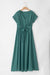 Dunkelgrünes wickel-maxi-kleid mit falten für damen