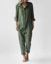 Damen grüner jumpsuit - stilvolles langärmeliges utility-outfit