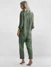 Damen grüner jumpsuit - stilvolles langärmeliges utility-outfit