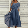 Elegante midi-kleid - filigrane spitzen abendrobe