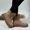 Warme damen stiefeletten – winterstiefel mit plüschfutter, reissverschluss und rutschfester sohle