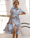 Blumenkleid – elegante midi-kleid mit bindegürtel für frauen
