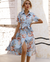 Blumenkleid – elegante midi-kleid mit bindegürtel für frauen