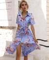 Blumenkleid – elegante midi-kleid mit bindegürtel für frauen